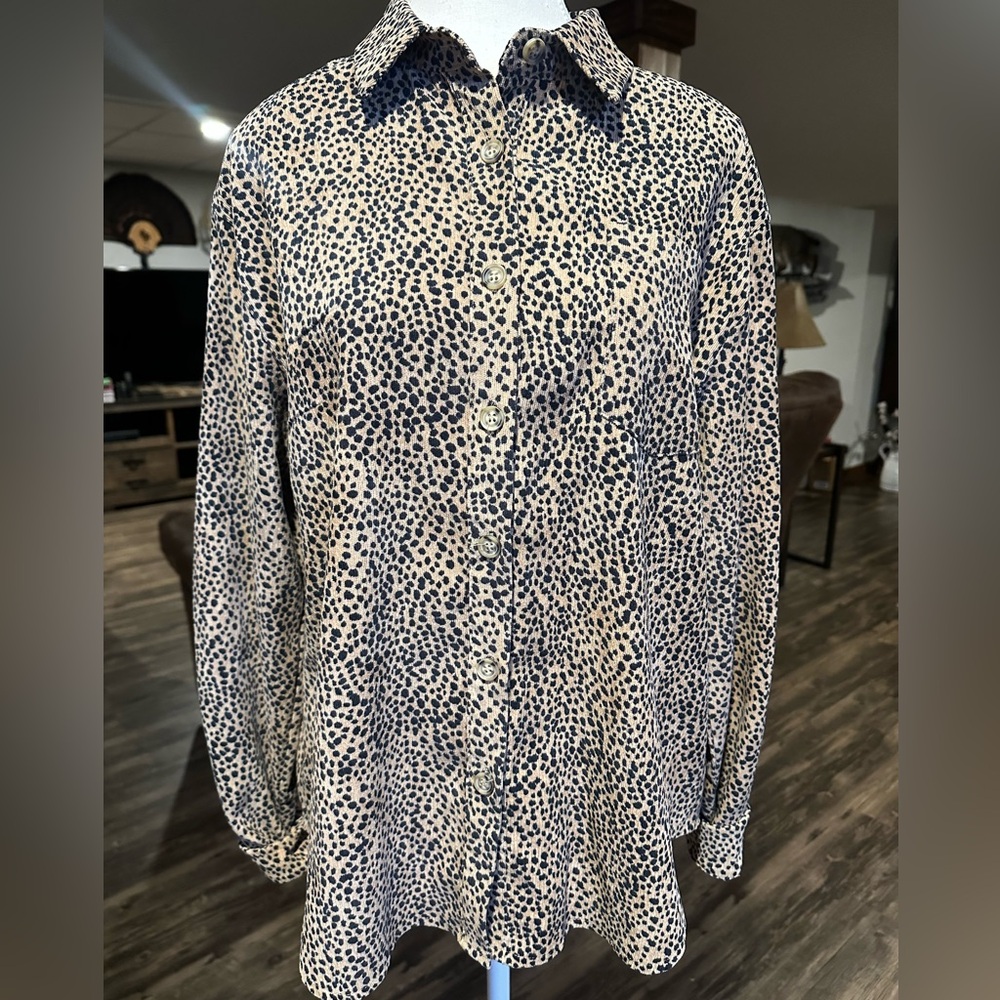 Leopard Print Button-Up Top - image 1